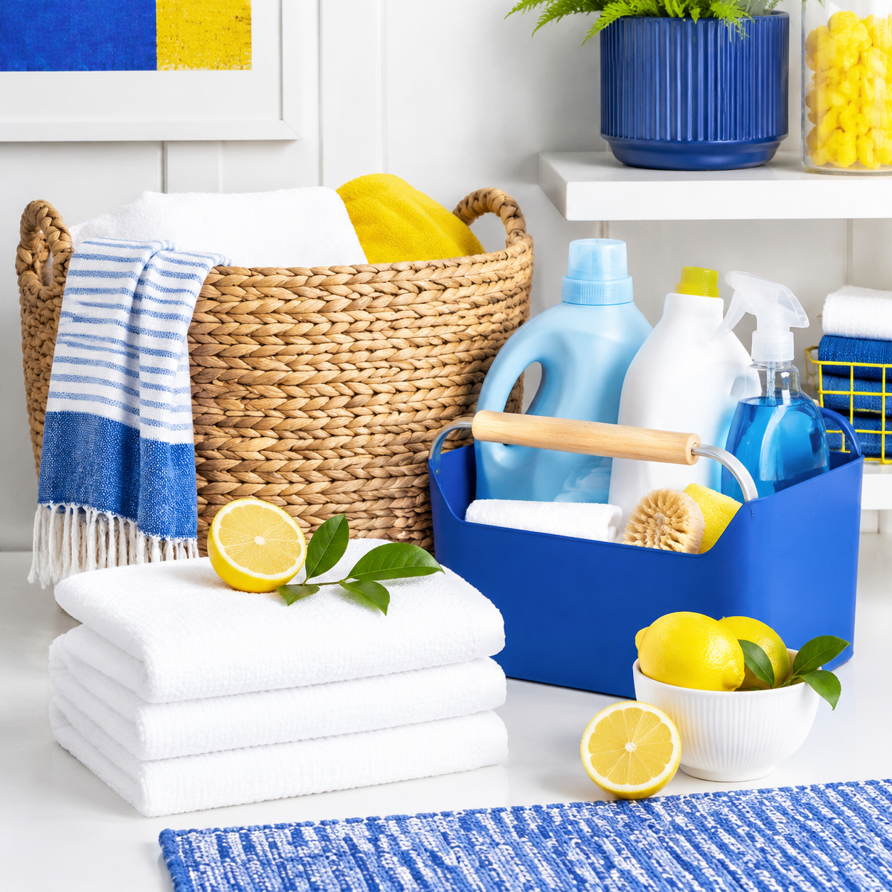 Laundry corner reset pack with basket and caddy